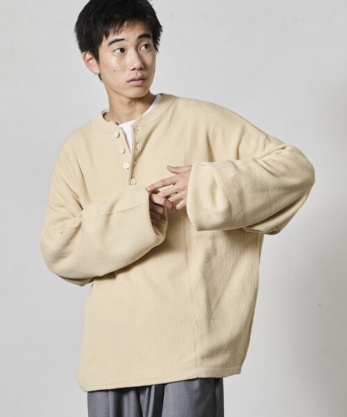 限定展開 ビッグシルエット ディープヘンリーネック ニット（ニット