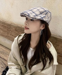 BARELY BLUE | 【 BARELY BLUE / ベアリーブルー 】 チェック柄 ハンチング帽子(ハンチング/ベレー帽)