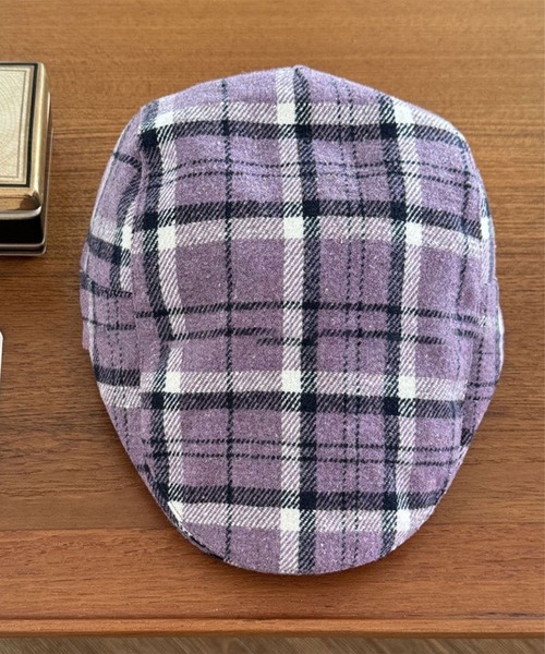 BARELY BLUE（ベアリーブルー）の「【 BARELY BLUE / ベアリーブルー 】 チェック柄 ハンチング帽子（ハンチング/ベレー帽・レディース・ベージュ/パープル/ブラック・FREE）」の3枚目の写真