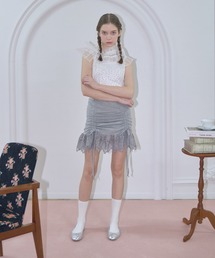 【mieya mieya】lace ribbon mini skirt/レースリボンミニスカート
