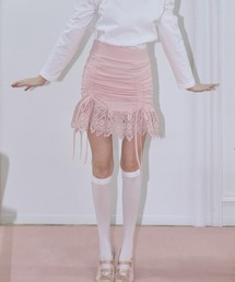 【mieya mieya】lace ribbon mini skirt/レースリボンミニスカート