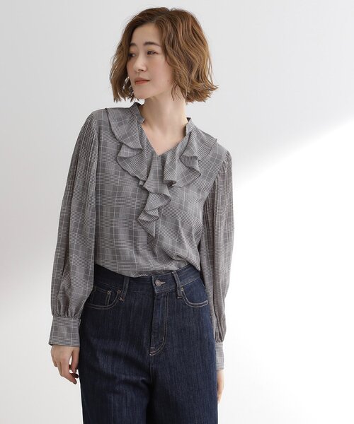 grove(グローブ)の「袖プリーツフロントフリルブラウス(シャツ/ブラウス・レディース・ブラック/オフホワイト/ブラック系1・02/03/05/04/01)」の4枚目の写真