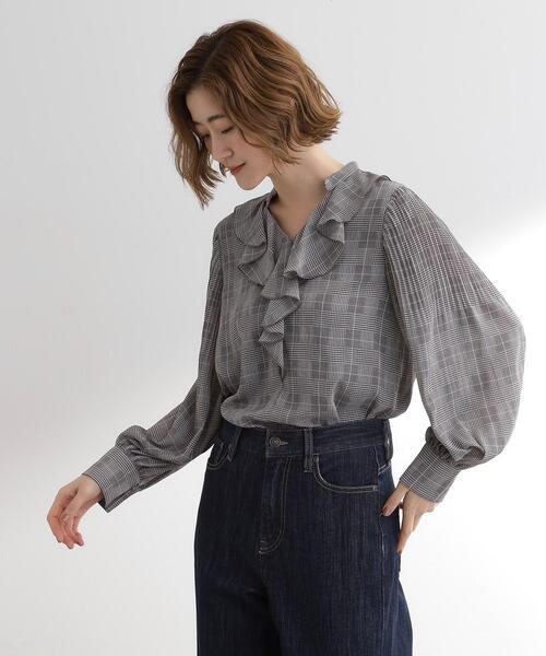 grove(グローブ)の「袖プリーツフロントフリルブラウス(シャツ/ブラウス・レディース・ブラック/オフホワイト/ブラック系1・02/03/05/04/01)」の11枚目の写真