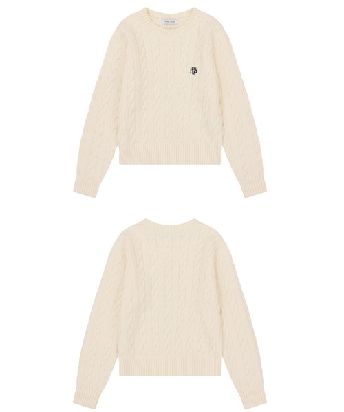 muahmuah(ムーアムーア)の「A'GEM/9 × .kom 『muah muah/ムーアムーア』 TWIST ROUND LOGO KNIT/ツイストラウンド ロゴニット(ニット/セーター・レディース・アイボリー/ブラウン/ネイビー・FREE)」の21枚目の写真