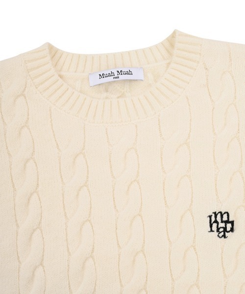 muahmuah(ムーアムーア)の「A'GEM/9 × .kom 『muah muah/ムーアムーア』 TWIST ROUND LOGO KNIT/ツイストラウンド ロゴニット(ニット/セーター・レディース・アイボリー/ブラウン/ネイビー・FREE)」の22枚目の写真