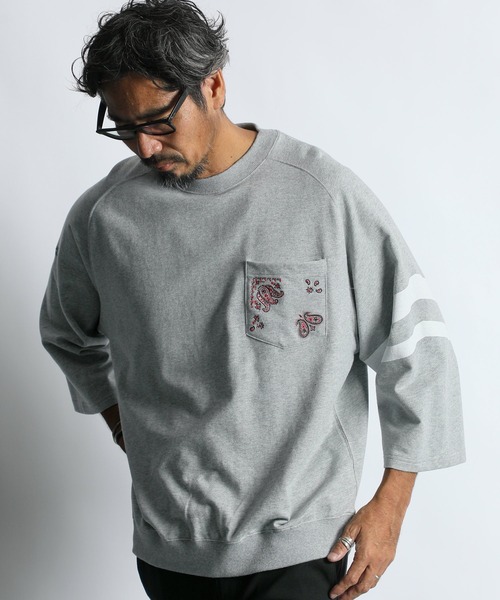 The DUFFER of ST.GEORGE(ザダファーオブセントジョージ)の「ELEPHANT BRAND×DUFFER 3/4 SLEEVE CREW :エレファントブランド別注 7分袖スウェット(スウェット・メンズ・グレー/ブラック・X-LARGE/LARGE/MEDIUM/SMALL)」の2枚目の写真