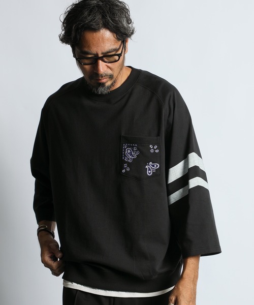 The DUFFER of ST.GEORGE(ザダファーオブセントジョージ)の「ELEPHANT BRAND×DUFFER 3/4 SLEEVE CREW :エレファントブランド別注 7分袖スウェット(スウェット・メンズ・グレー/ブラック・X-LARGE/LARGE/MEDIUM/SMALL)」の1枚目の写真