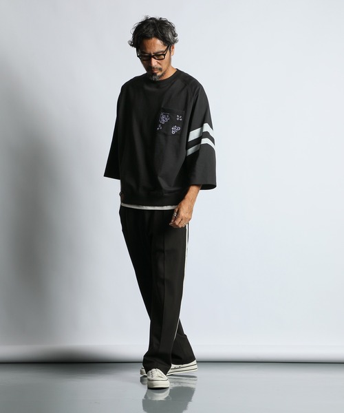 The DUFFER of ST.GEORGE(ザダファーオブセントジョージ)の「ELEPHANT BRAND×DUFFER 3/4 SLEEVE CREW :エレファントブランド別注 7分袖スウェット(スウェット・メンズ・グレー/ブラック・X-LARGE/LARGE/MEDIUM/SMALL)」の12枚目の写真