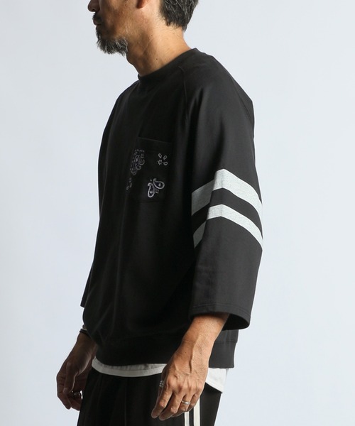 The DUFFER of ST.GEORGE(ザダファーオブセントジョージ)の「ELEPHANT BRAND×DUFFER 3/4 SLEEVE CREW :エレファントブランド別注 7分袖スウェット(スウェット・メンズ・グレー/ブラック・X-LARGE/LARGE/MEDIUM/SMALL)」の14枚目の写真