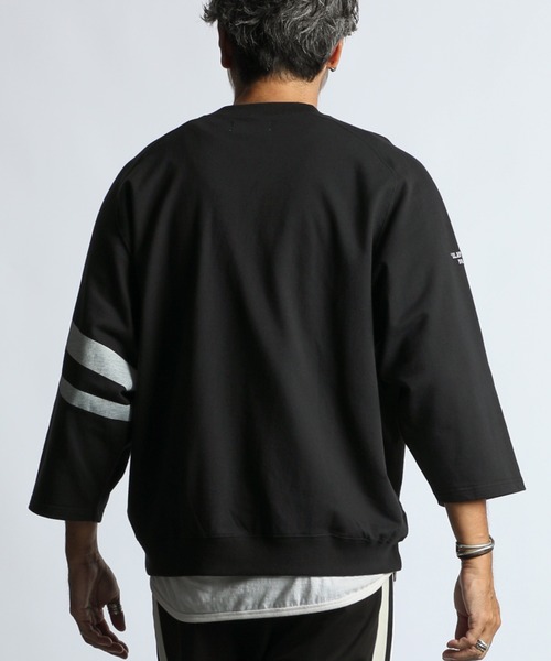 The DUFFER of ST.GEORGE(ザダファーオブセントジョージ)の「ELEPHANT BRAND×DUFFER 3/4 SLEEVE CREW :エレファントブランド別注 7分袖スウェット(スウェット・メンズ・グレー/ブラック・X-LARGE/LARGE/MEDIUM/SMALL)」の5枚目の写真