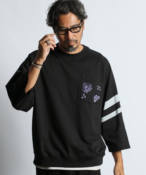 The DUFFER of ST.GEORGE(ザダファーオブセントジョージ)の「ELEPHANT BRAND×DUFFER 3/4 SLEEVE CREW :エレファントブランド別注 7分袖スウェット(スウェット・メンズ・グレー/ブラック・X-LARGE/LARGE/MEDIUM/SMALL)」の9枚目の写真