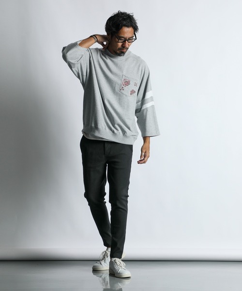 The DUFFER of ST.GEORGE(ザダファーオブセントジョージ)の「ELEPHANT BRAND×DUFFER 3/4 SLEEVE CREW :エレファントブランド別注 7分袖スウェット(スウェット・メンズ・グレー/ブラック・X-LARGE/LARGE/MEDIUM/SMALL)」の15枚目の写真