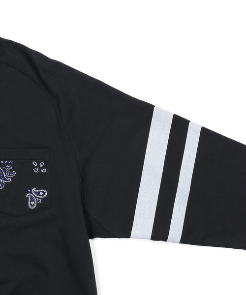 The DUFFER of ST.GEORGE(ザダファーオブセントジョージ)の「ELEPHANT BRAND×DUFFER 3/4 SLEEVE CREW :エレファントブランド別注 7分袖スウェット(スウェット・メンズ・グレー/ブラック・X-LARGE/LARGE/MEDIUM/SMALL)」の7枚目の写真