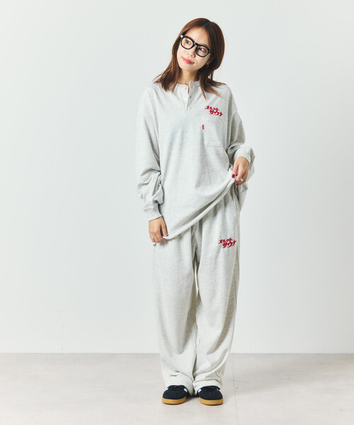 FREAK'S STORE(フリークスストア)の「SAUVENIR/サウベニア 別注 L/S KANNAIGI by Healthknit/裏毛/長袖館内着/ヘルスニット/セットアップ(ルームウェア/パジャマ・メンズ・グレー/ブラック・SMALL/MEDIUM/LARGE)」の3枚目の写真