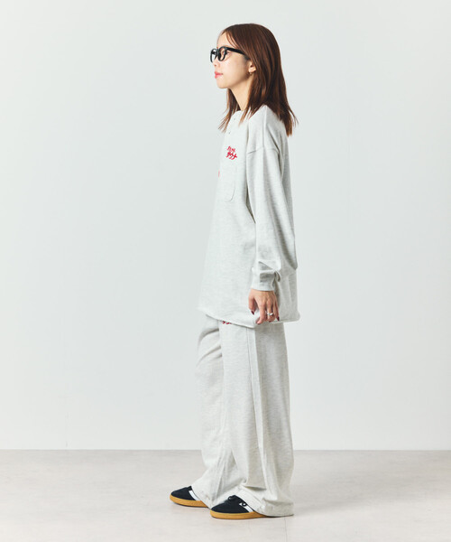 FREAK'S STORE(フリークスストア)の「SAUVENIR/サウベニア 別注 L/S KANNAIGI by Healthknit/裏毛/長袖館内着/ヘルスニット/セットアップ(ルームウェア/パジャマ・メンズ・グレー/ブラック・SMALL/MEDIUM/LARGE)」の5枚目の写真