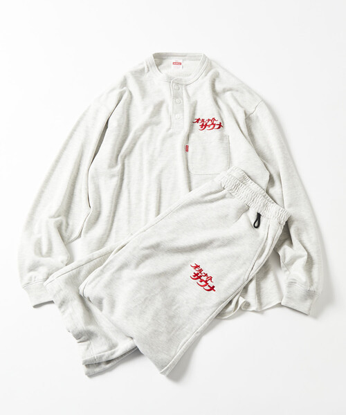 FREAK'S STORE(フリークスストア)の「SAUVENIR/サウベニア 別注 L/S KANNAIGI by Healthknit/裏毛/長袖館内着/ヘルスニット/セットアップ(ルームウェア/パジャマ・メンズ・グレー/ブラック・SMALL/MEDIUM/LARGE)」の8枚目の写真