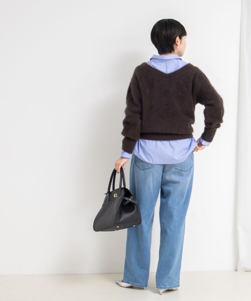 NOLLEY’S Sophi(ノーリーズソフィ)の「ヘアリー2WAYプルオーバーニット(ニット/セーター・レディース・ダークブラウン/ダークネイビー/ベージュ/イエロー・38)」の8枚目の写真