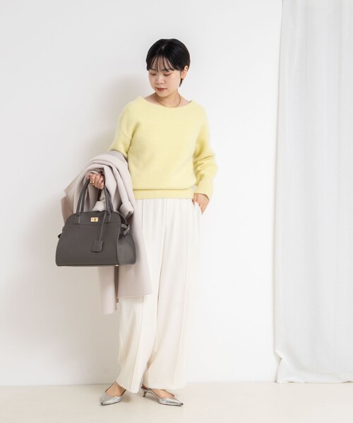 NOLLEY’S Sophi(ノーリーズソフィ)の「ヘアリー2WAYプルオーバーニット(ニット/セーター・レディース・ダークブラウン/ダークネイビー/ベージュ/イエロー・38)」の18枚目の写真