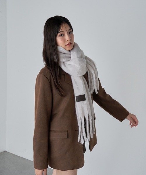 RAY CASSIN（レイカズン）の「レザーパッチマフラー（マフラー・レディース・チャコールグレー/ブルー/ホワイト/レッド・FREE）」の19枚目の写真