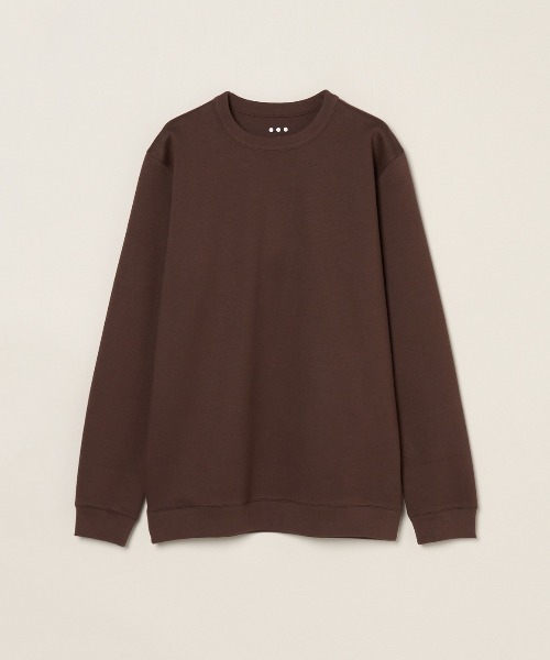 three dots(スリードッツ)の「ダンボールスウェット クルーネック(スウェット・メンズ・ブラウン/ダークブラウン・SMALL/MEDIUM/LARGE)」の1枚目の写真