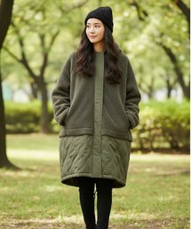 Ocean Pacific（オーシャンパシフィック）の「【OP:オーピー】レディース ボア×キルト切り替え フードロングジャケット　ロングコート　ブルゾン（その他アウター）」