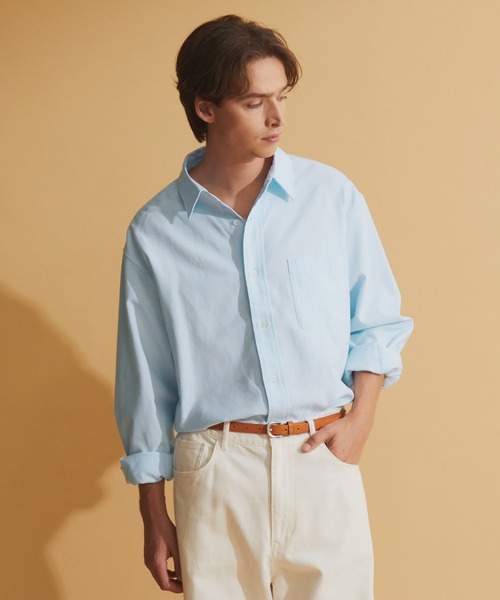 NEOL(ネオル)の「【NEOL】Oxford Regular Collar Shirt/オックスフォードレギュラーカラーシャツ(シャツ/ブラウス・メンズ・オフホワイト/ライトブルー・M/L/XL)」の2枚目の写真