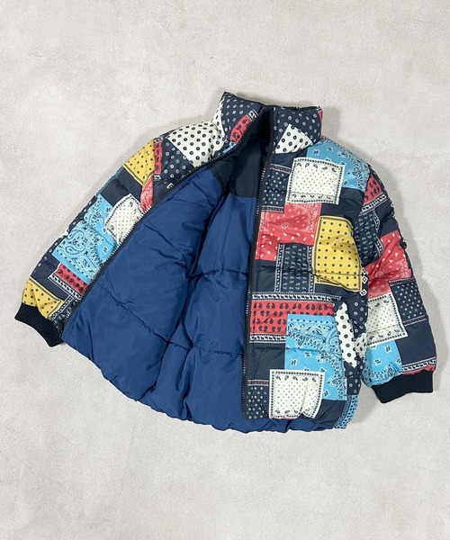 セール】【マシンウォッシャブル】リバーシブル総柄スタンドカラー