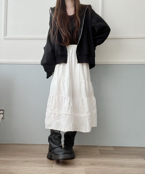 Nana（ナナ）の「ティアードロングスカート（スカート・レディース・ブラック/ホワイト・FREE）」の10枚目の写真