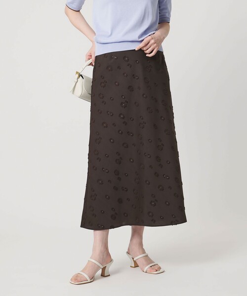 サテン フラワー ジャガード ロングスカート（スカート）｜UNITED