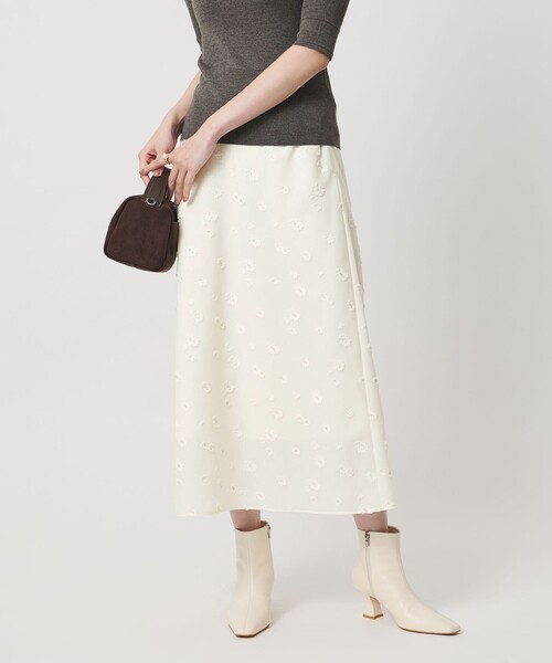 サテン フラワー ジャガード ロングスカート（スカート）｜UNITED