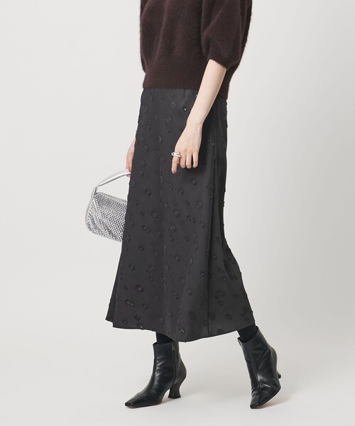 サテン フラワー ジャガード ロングスカート（スカート）｜UNITED