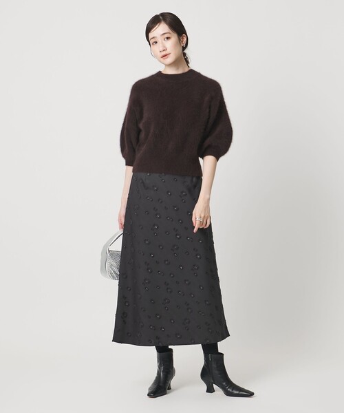 サテン フラワー ジャガード ロングスカート（スカート）｜UNITED