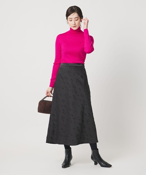 サテン フラワー ジャガード ロングスカート（スカート）｜UNITED