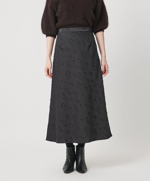 サテン フラワー ジャガード ロングスカート（スカート）｜UNITED