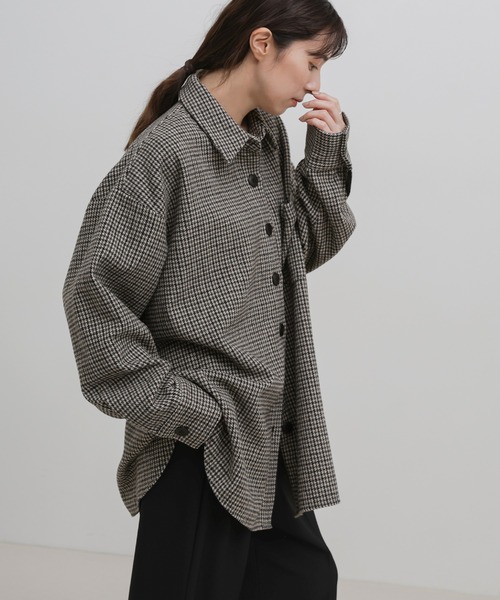 select MOCA(セレクトモカ)の「【新色・新サイズ追加】フェイクウールシャツジャケット(カバーオール・レディース・ブラック/ブラウン系その他/グレー/チャコールグレー/アイボリー/ナチュラル・FREE/SMALL)」の5枚目の写真