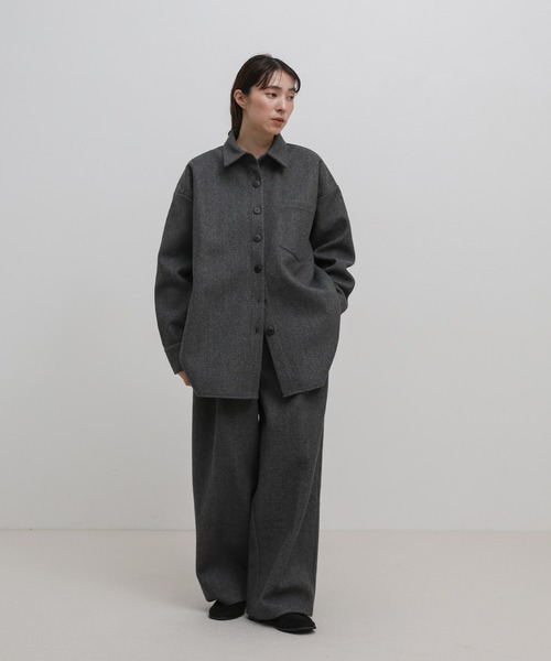 select MOCA(セレクトモカ)の「【新色・新サイズ追加】フェイクウールシャツジャケット(カバーオール・レディース・ブラック/ブラウン系その他/グレー/チャコールグレー/アイボリー/ナチュラル・FREE/SMALL)」の9枚目の写真