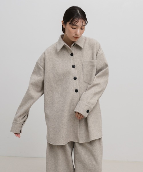 select MOCA(セレクトモカ)の「【新色・新サイズ追加】フェイクウールシャツジャケット(カバーオール・レディース・ブラック/ブラウン系その他/グレー/チャコールグレー/アイボリー/ナチュラル・FREE/SMALL)」の22枚目の写真