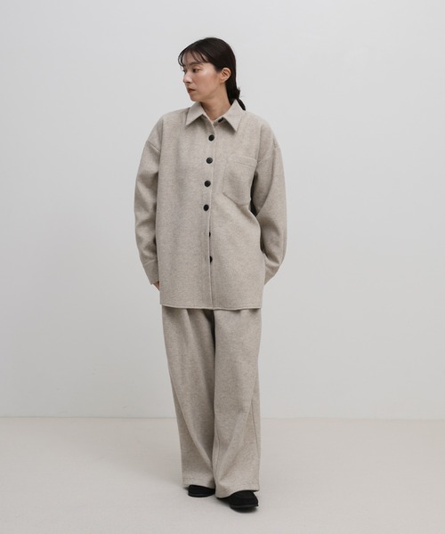 select MOCA(セレクトモカ)の「【新色・新サイズ追加】フェイクウールシャツジャケット(カバーオール・レディース・ブラック/ブラウン系その他/グレー/チャコールグレー/アイボリー/ナチュラル・FREE/SMALL)」の8枚目の写真