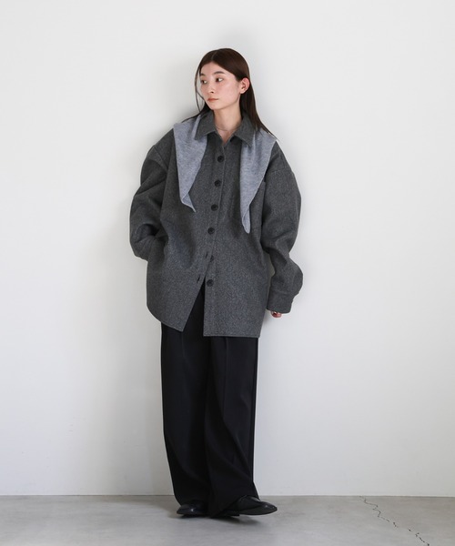 セール】フェイクウールシャツジャケット（カバーオール）｜select