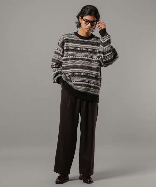 RAGEBLUE(レイジブルー)の「【CLASSICAL LINE】WOOL BLEND FAIR ISLE CREW NECK KNIT/ ウール混/フェアアイル柄ニットクルー(ニット/セーター・メンズ・グレー系その他/ブルー系その他・LARGE/MEDIUM)」の3枚目の写真