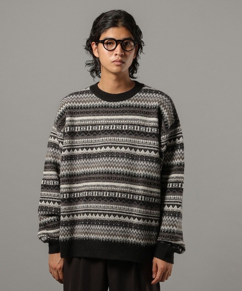 セール】【CLASSICAL LINE】WOOL BLEND FAIR ISLE CREW NECK KNIT