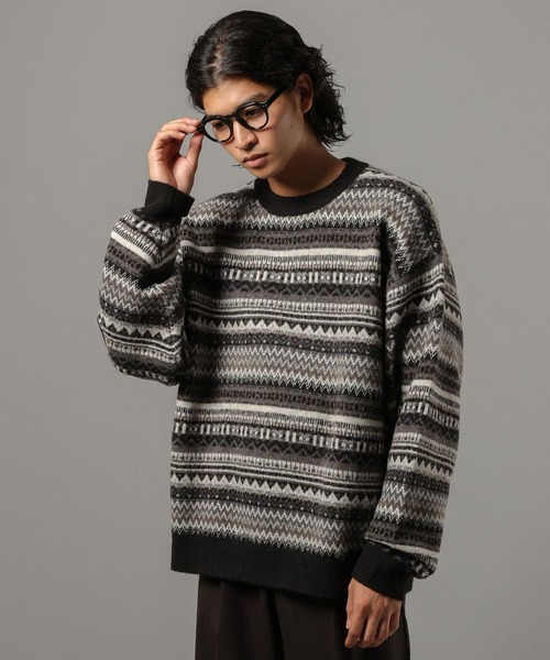 RAGEBLUE(レイジブルー)の「【CLASSICAL LINE】WOOL BLEND FAIR ISLE CREW NECK KNIT/ ウール混/フェアアイル柄ニットクルー(ニット/セーター・メンズ・グレー系その他/ブルー系その他・LARGE/MEDIUM)」の22枚目の写真