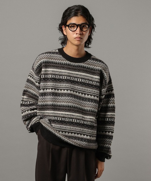 RAGEBLUE(レイジブルー)の「【CLASSICAL LINE】WOOL BLEND FAIR ISLE CREW NECK KNIT/ ウール混/フェアアイル柄ニットクルー(ニット/セーター・メンズ・グレー系その他/ブルー系その他・LARGE/MEDIUM)」の21枚目の写真