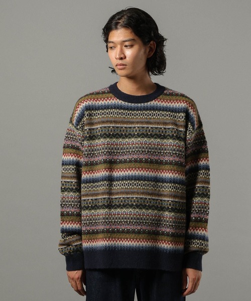 RAGEBLUE(レイジブルー)の「【CLASSICAL LINE】WOOL BLEND FAIR ISLE CREW NECK KNIT/ ウール混/フェアアイル柄ニットクルー(ニット/セーター・メンズ・グレー系その他/ブルー系その他・LARGE/MEDIUM)」の16枚目の写真