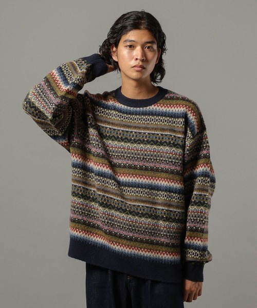 RAGEBLUE(レイジブルー)の「【CLASSICAL LINE】WOOL BLEND FAIR ISLE CREW NECK KNIT/ ウール混/フェアアイル柄ニットクルー(ニット/セーター・メンズ・グレー系その他/ブルー系その他・LARGE/MEDIUM)」の15枚目の写真