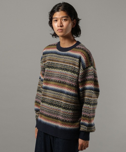 RAGEBLUE(レイジブルー)の「【CLASSICAL LINE】WOOL BLEND FAIR ISLE CREW NECK KNIT/ ウール混/フェアアイル柄ニットクルー(ニット/セーター・メンズ・グレー系その他/ブルー系その他・LARGE/MEDIUM)」の14枚目の写真