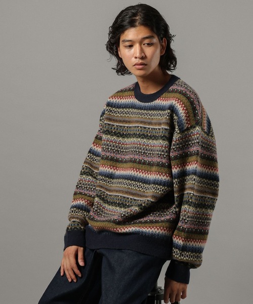 RAGEBLUE(レイジブルー)の「【CLASSICAL LINE】WOOL BLEND FAIR ISLE CREW NECK KNIT/ ウール混/フェアアイル柄ニットクルー(ニット/セーター・メンズ・グレー系その他/ブルー系その他・LARGE/MEDIUM)」の13枚目の写真