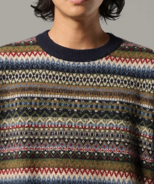 RAGEBLUE(レイジブルー)の「【CLASSICAL LINE】WOOL BLEND FAIR ISLE CREW NECK KNIT/ ウール混/フェアアイル柄ニットクルー(ニット/セーター・メンズ・グレー系その他/ブルー系その他・LARGE/MEDIUM)」の9枚目の写真