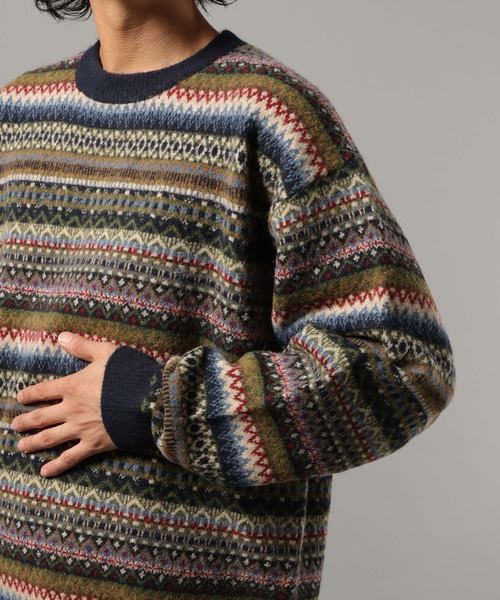 RAGEBLUE(レイジブルー)の「【CLASSICAL LINE】WOOL BLEND FAIR ISLE CREW NECK KNIT/ ウール混/フェアアイル柄ニットクルー(ニット/セーター・メンズ・グレー系その他/ブルー系その他・LARGE/MEDIUM)」の8枚目の写真