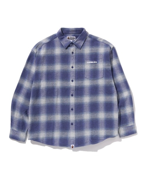 A BATHING APE（アベイシングエイプ）の「A BATHING APE LOGO OMBRE CHECK FLANNEL LS SHIRT（シャツ/ブラウス・メンズ・グリーン/レッド/ベージュ・LARGE/MEDIUM/XX-LARGE/SMALL/X-LARGE）」の2枚目の写真